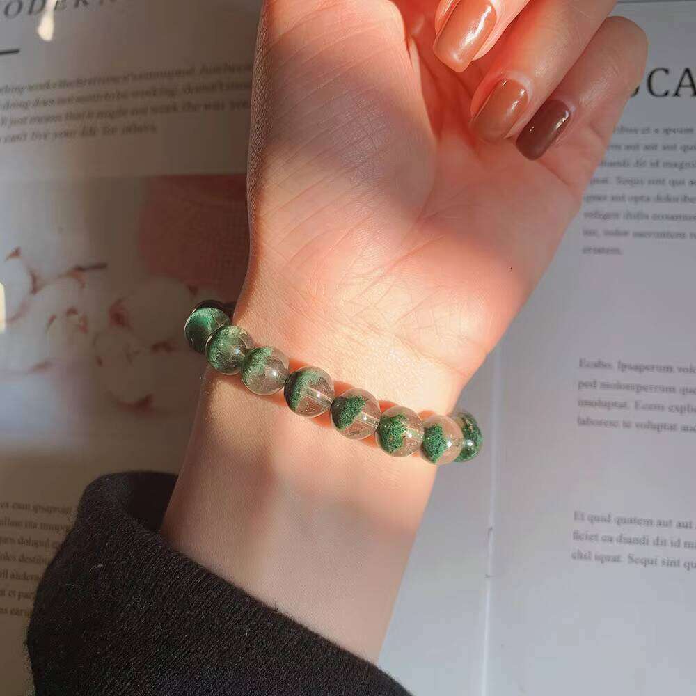 Stone Bead Natural Quartz Basin Half Scene Green Phantom Crystal Bracelet