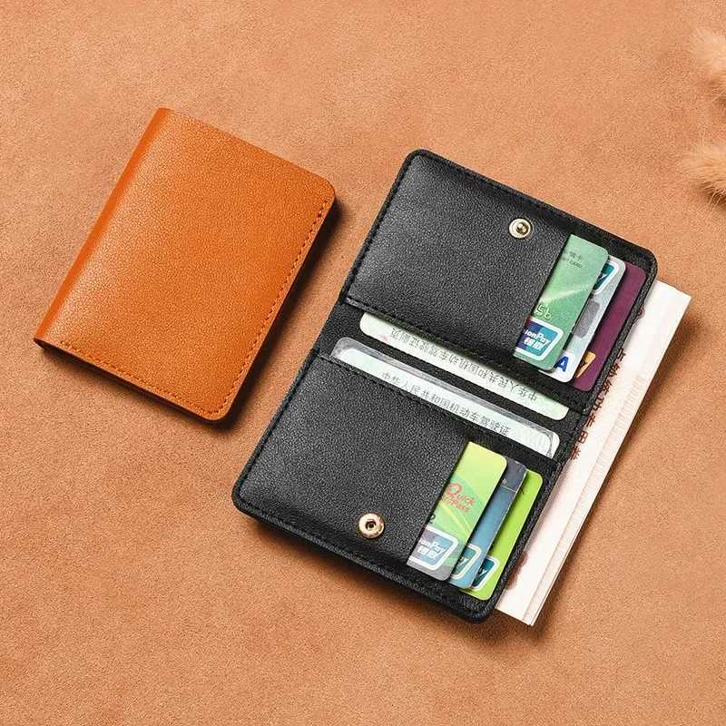 Unisex Solid Color PU Leather Small Wallet for Men Women Short Simple Purse with Hasp Button Ultra Thin Coin Bag Z250527