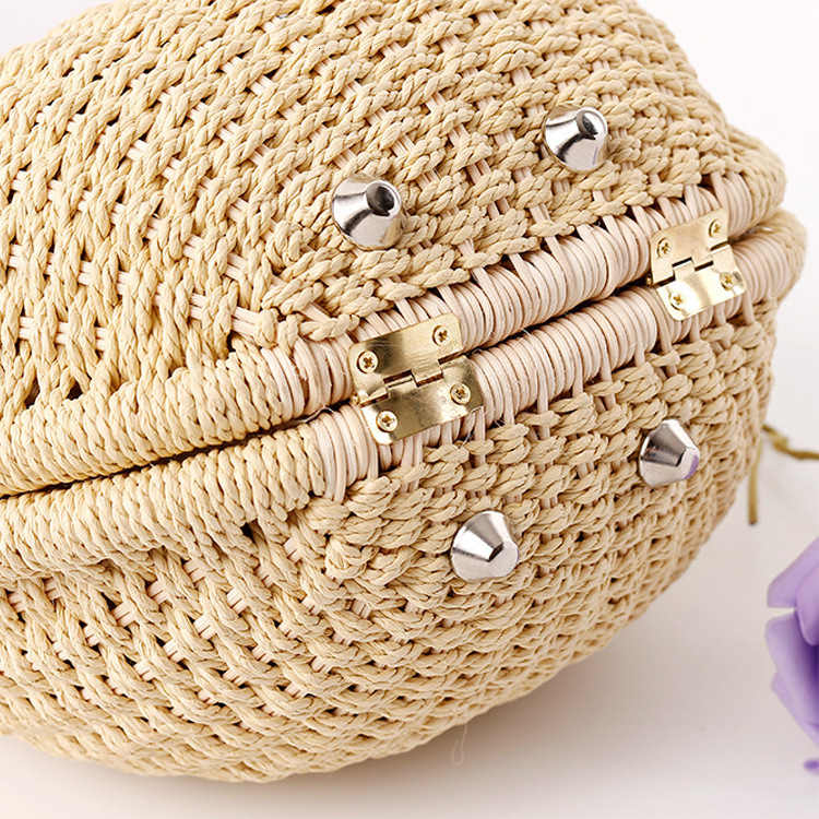 Top quality Brand High Quality New Style Rattan Bags Straw Woven Bag New Style Woven Bag Half Round Beach Handbag Round Straw Woven Bag New Free Deliv