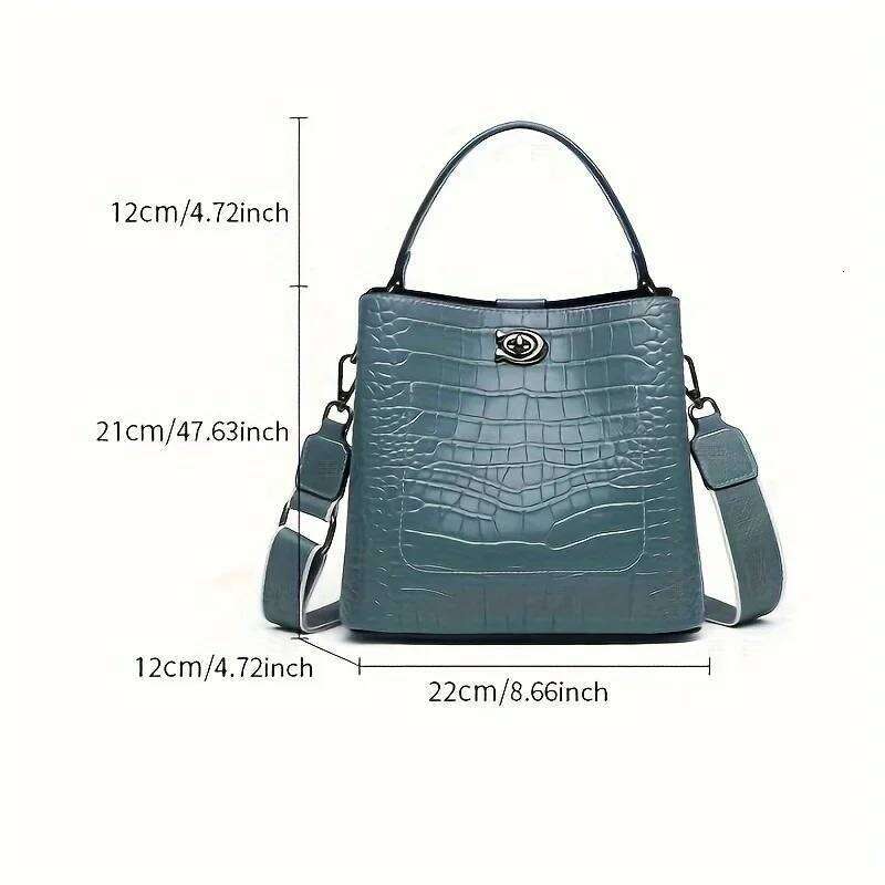 Free Shopping Bucket Large Capacity 2025 New Fashion Commuter Joker Crocodile Handbag Shoulder Slung Mother Bag
