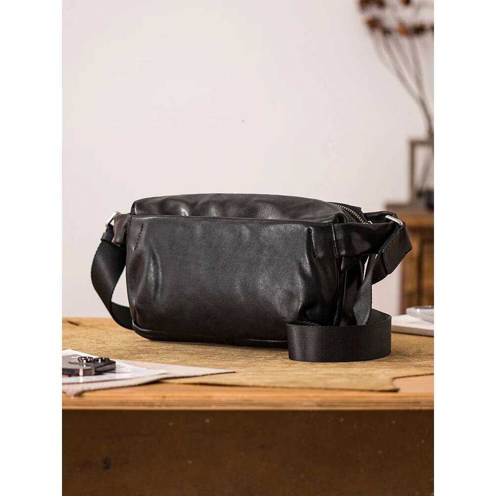 PNDME Outdoor Daily Work High Quality Genuine Leather Men's Crossbody Casual First Layer Cowhide Black Shoulder Bag