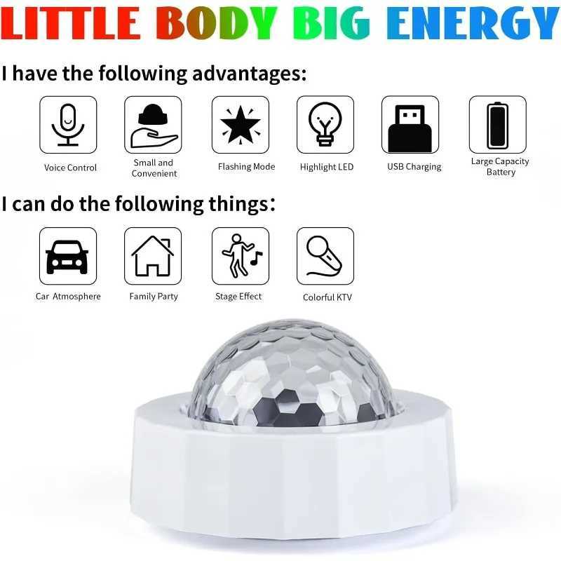 Car Disco Ball Rechargeable Battery Mini Disco Ball for Car Music Sound Activated Multicolor Car Disco Lights Inside Your Car XJ250527