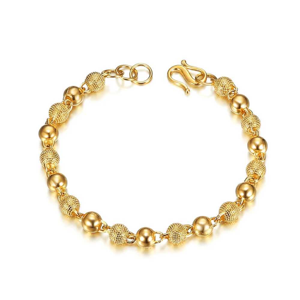Punk Womens Chain Bracelet Wholesale Braslet 18cm Gold Color Beads Bracelets for Women Vintage Wristband Jewelry Gift 2025 W250526