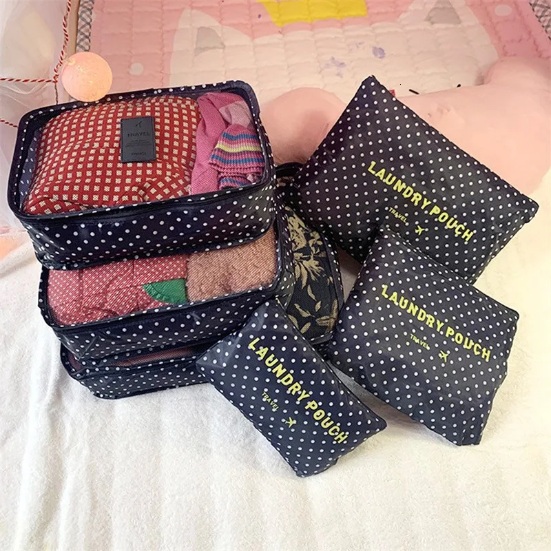 6pcs Travel Organizer Set Suitcase Storage Bag Portable Clothes Underwear Shoes Cubes For Travels Makeup Bags Luggage Organizers 250526