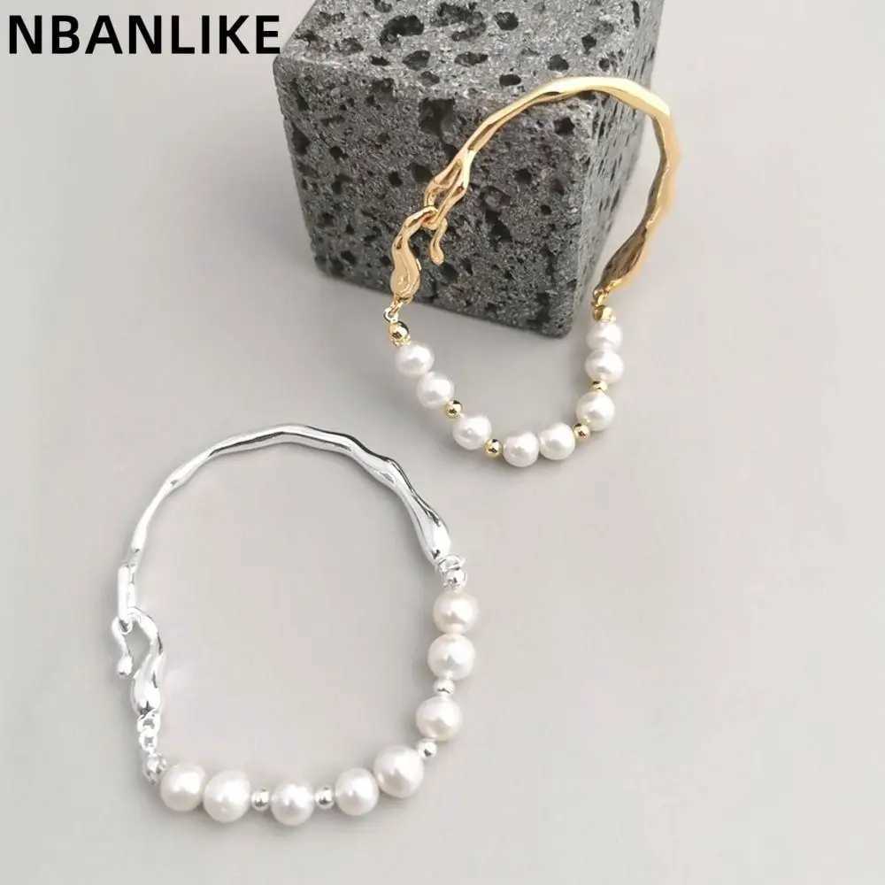 1 PC Baroque Pearl Bracelet Korean Style Irregular Metal Hand Ring Women Bracelet W250526