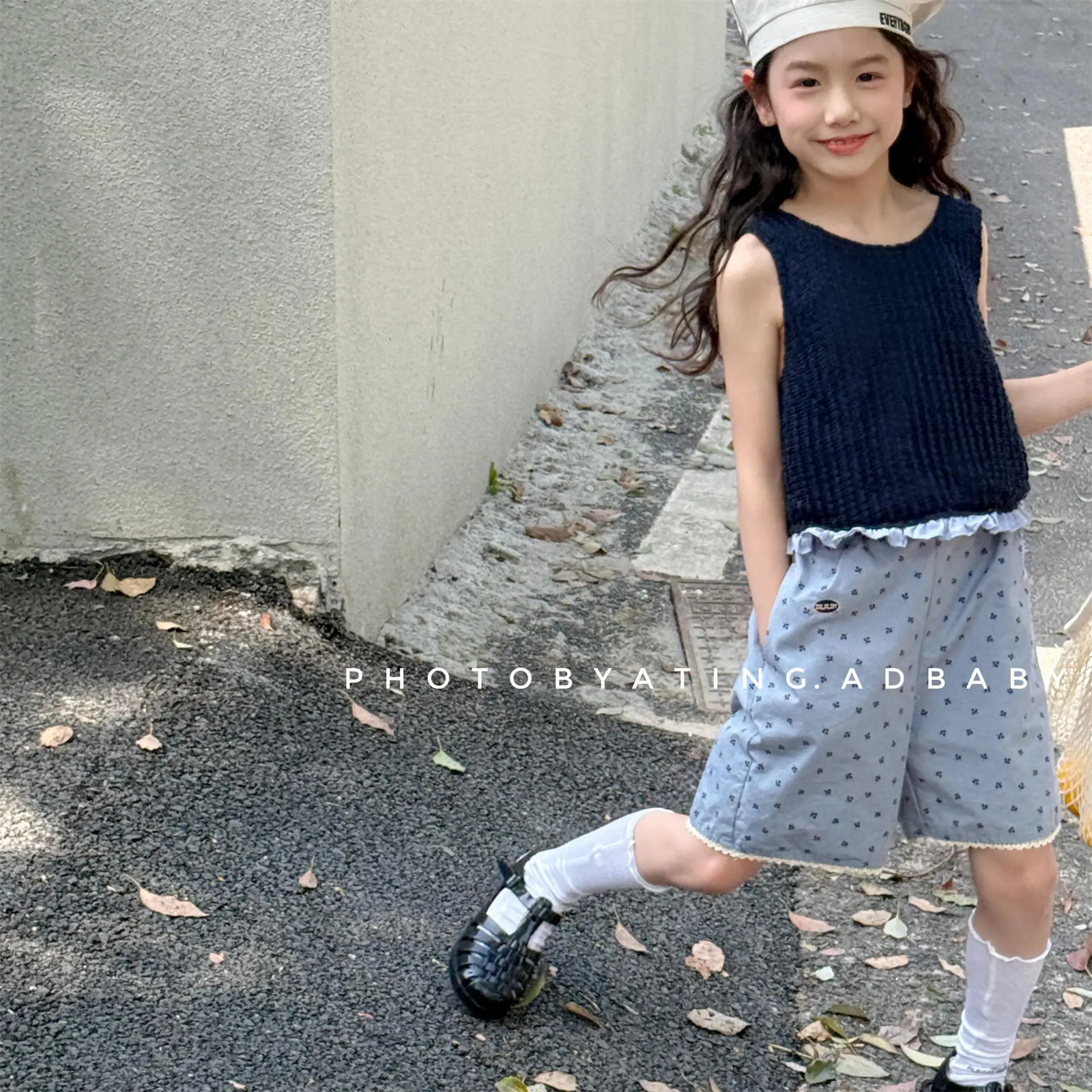 Girls Casual Shorts 06 Years Summer Blue Children Lace Kids Loose Fashion Baby Clothes Cotton Clothing 250527