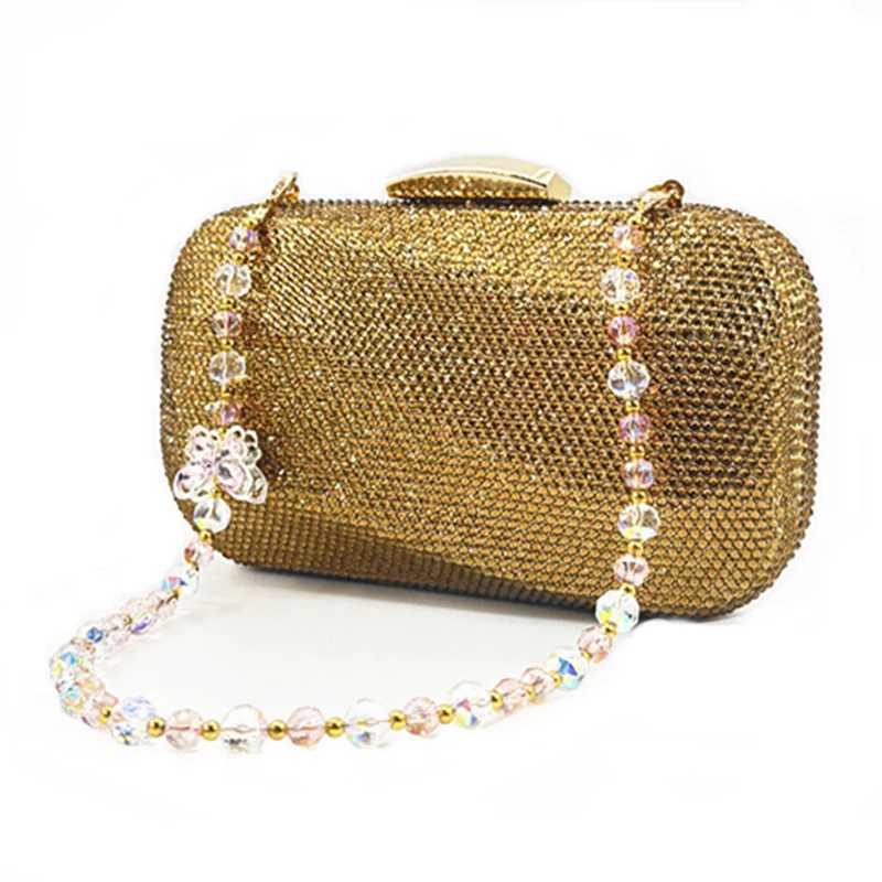 Luxury Ladies Clutch Evening Bag Gold and Silver Multi Color Diamond Wallet Latest Wedding Party Christmas Gift Evening Bag W250527