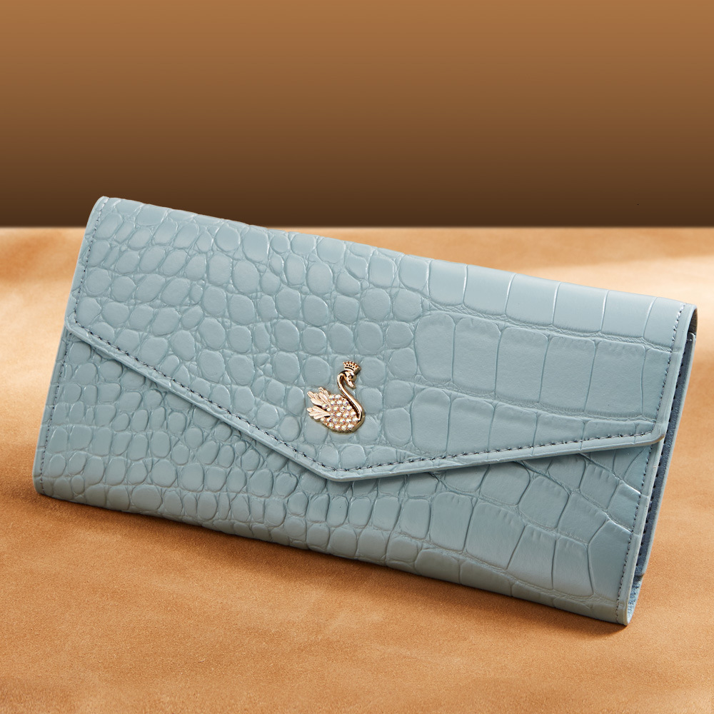 New women's long wallet ultra-thin fashion little swan multi card slot transparent ID card wallet designer men's wallet