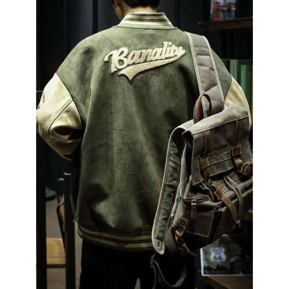 Spring And Autumn Retro Green Bomber Men's Handsome Ins Embroidery Trend Couple Baseball Uniform Men Jacket