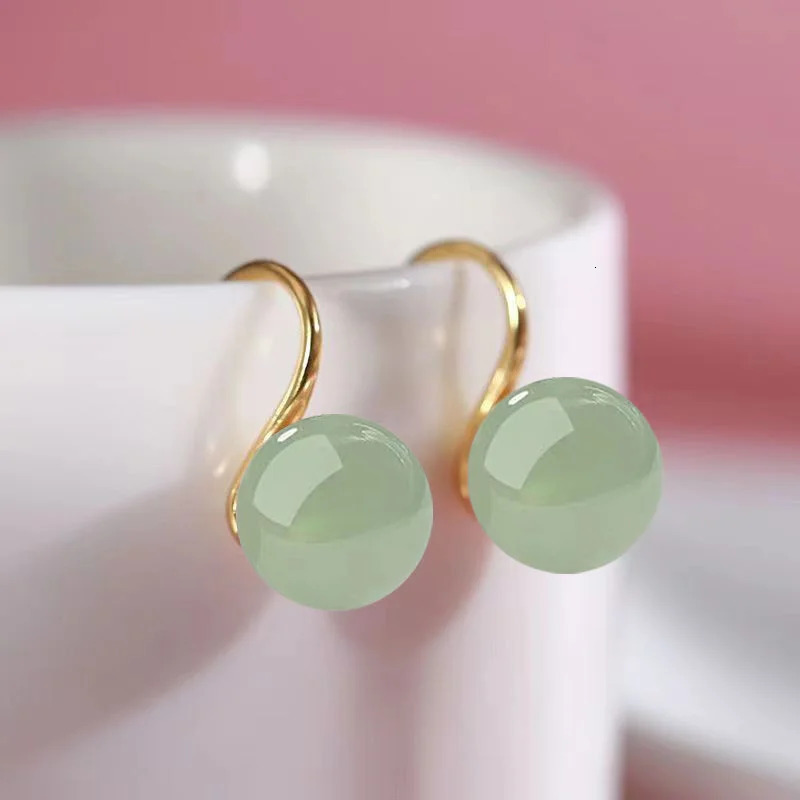 Senlissi- Retro 8-12mm Natural an Jade Earrings 925 Sterling Silver Stud 18k Earrings for Women Jewelry Gifts C2202578250522