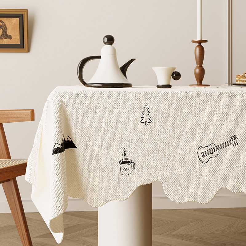 B358 American retro romantic oil painting style tablecloth linen fabric waterproof coffee table cloth pastoral style high-grade jacquard cover cloth