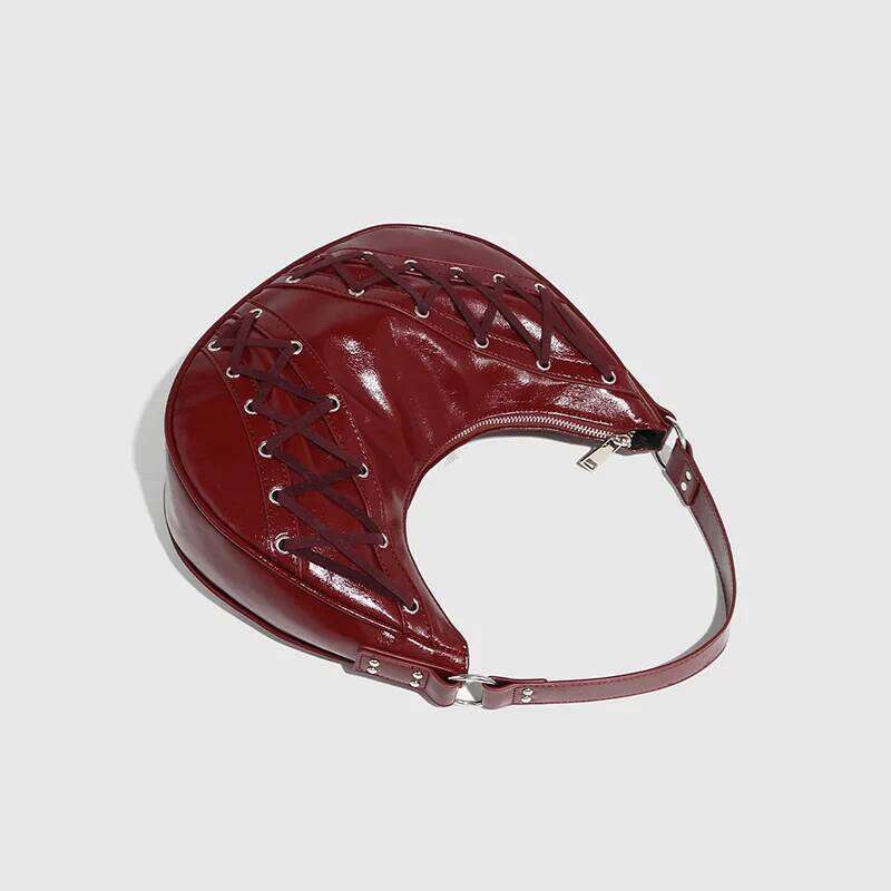 Women's Bags Designer Y2k Retro Eyelet Saddle Maillard Pleated Rivet Armpit Top Quality Fashionable Cool Leather Shoulder Bag