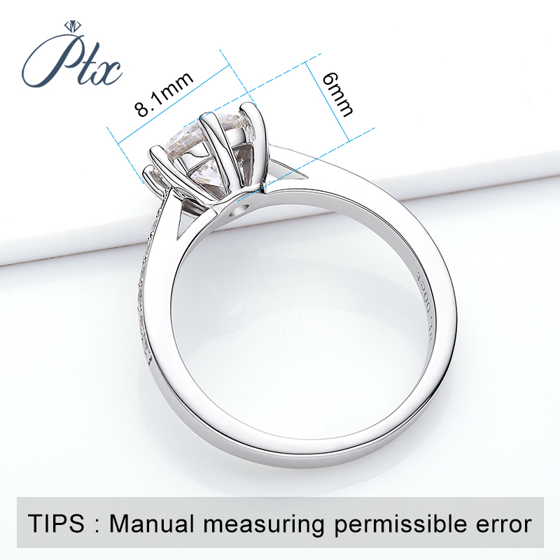 1CT Moissanite Diamond Ring S925 Sterling Silver Light Luxury Style Factory Wholesale Round Cut Moissanite Diamond Wedding Engagement Ring