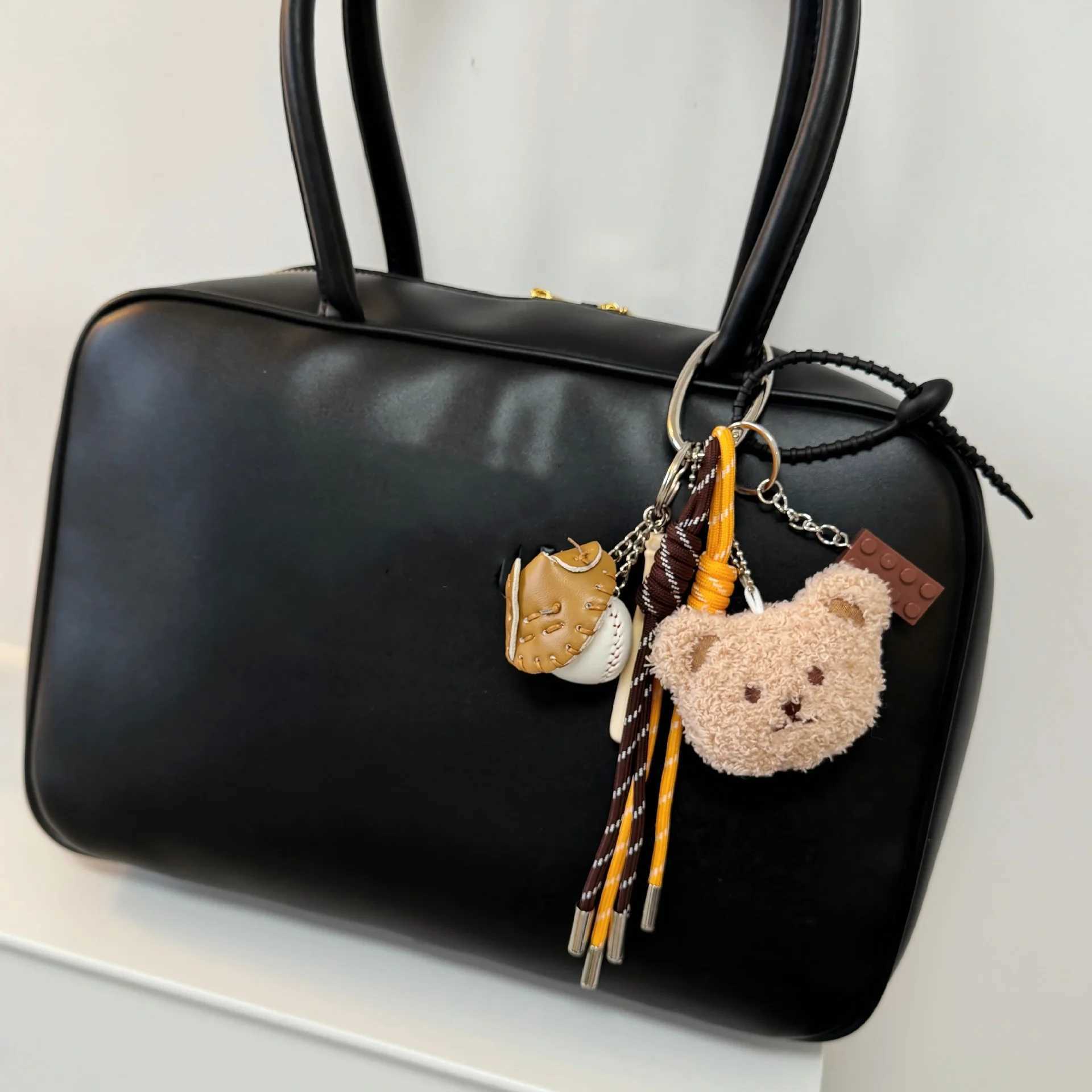Ins Cute Plush Doll Keychain Bear Rabbit Mobile Phone Pendant Bag Car Autumn/Winter Accessories For Girl Women Gifts Y2k W250526