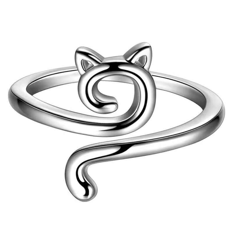 Fresh Hollow Simple Oil Drip Cat Crochet Thread Woven Tail Ring