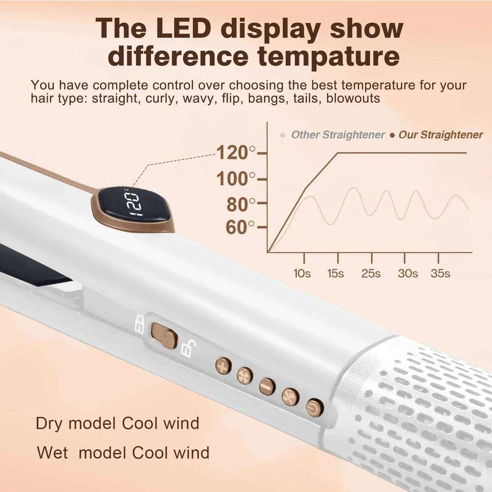 2 in 1 Wet and Dry Straightener Hair Dryer Air Wrapped Negative Ion Portable straightener
