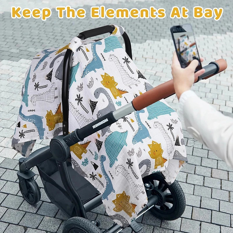 Baby Muslin Cotton Blanket Car Seat Cover Breathable Sunshade Safety Basket Cradle Cap Sun Canopy born Stroller Accessory 250527