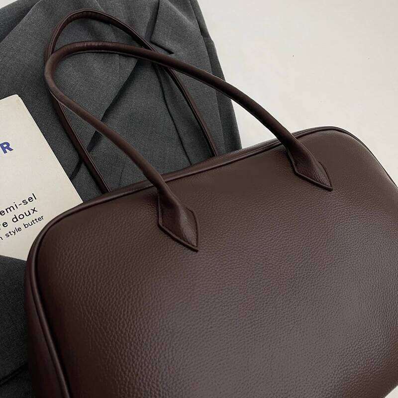 Hot Selling MOODS Oversized Bowling Shoulder Bags For Women Soft PU Leather Pure Color Lychee Pattern Large Capacity Travelling Shopper Tote Designer 