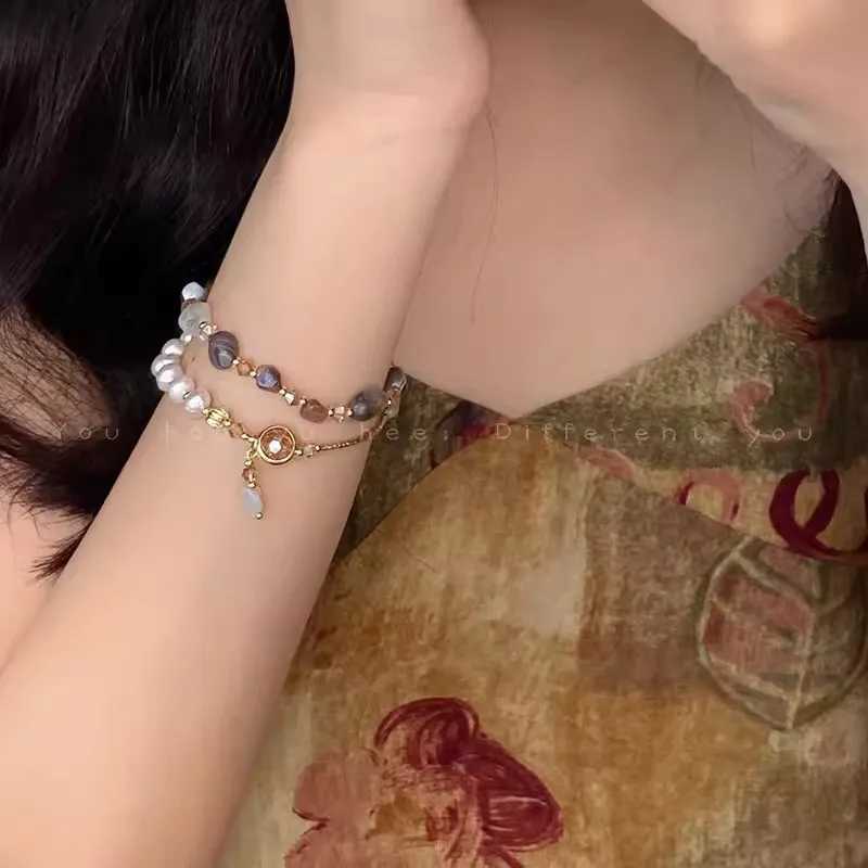 Fashion Double Layered Crystal Pearl Splicing Beaded Bracelets for Women Ethnic Crystal Beads Wrap Bracelet Bangle Jewelry Gifts W250526