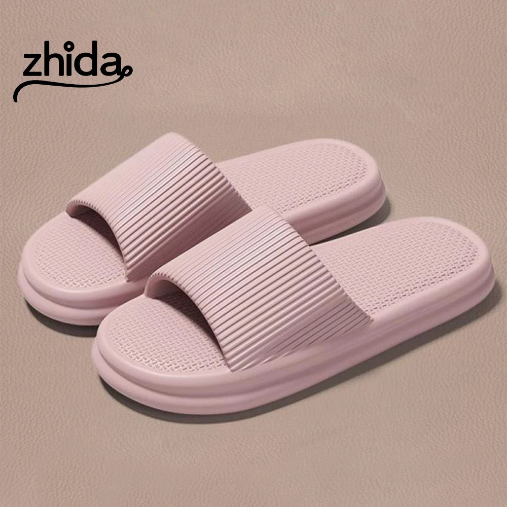 ZHIDA Thick Platform Cloud Slippers EVA Soft Sole Pillow Slides Summer Beach Flip Flops Women Non Slip Bathroom Home Slippers 250526