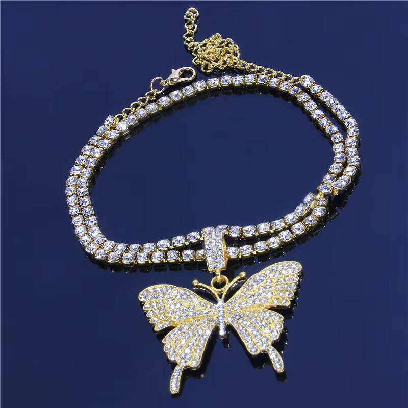 Fashion Hip Hop Foot Jewelry Personalized Bling Crystal Tennis Chain Anklets for Women Punk butterfly Charm Anklet Bracelets