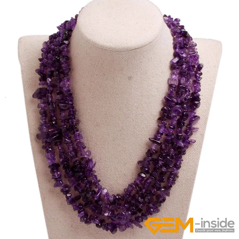 Handmade Assorted Chips Beaded Jewelry 17-20 Inch Multi Strands Cluster Statement Long Necklace For Women Gifts 250519