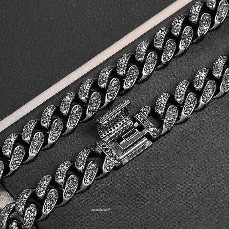 designer design pendant necklaces fresh item 12mm black vvs moissanite iced out link chain hip hop fine jewelry sterling sier dia cuban necklace