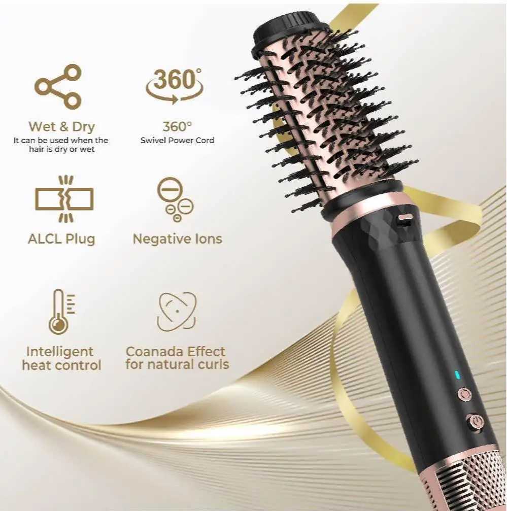 Sale 6 1 High Speed BLDC Motor Hair Styling Tool Negative Ion Hot Air Brush Wrap Straightener Dryer Curler Electric MCH z250527