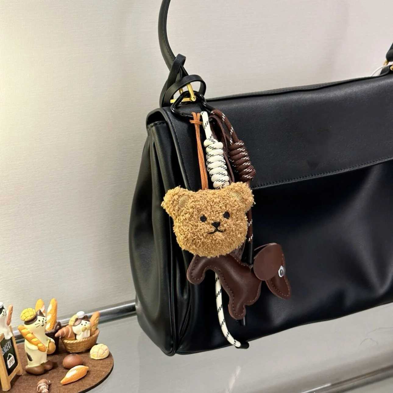 Ins Cute Plush Doll Keychain Bear Rabbit Mobile Phone Pendant Bag Car Autumn/Winter Accessories For Girl Women Gifts Y2k W250526