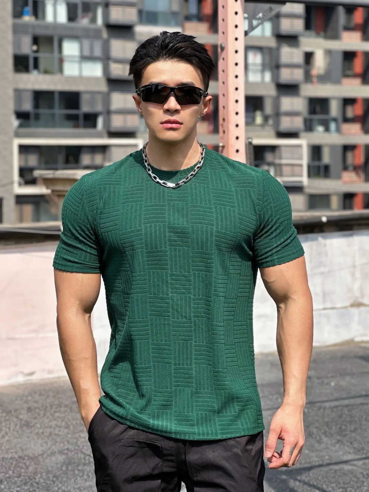 Spring And Summer New Muscle Sports Semi-Tight Fitness Short Sleeve Mens Basketball Running Training Terry Cloth Sports T-Shirt Z250527