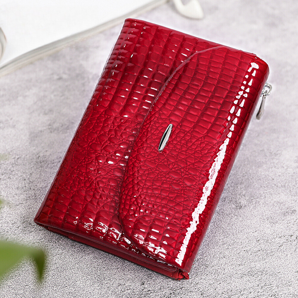 Free Shipping Designer Wallet Genuine Leather Women's Wallet Patent Leather Fashionable Zipper Hand-held Bag Cover Cowhide Crocodile Pattern Card