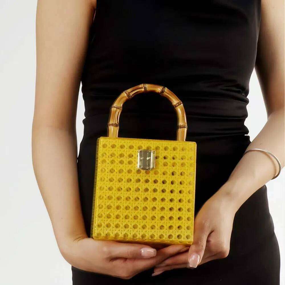 2025 Summer Crochet Bamboo Handle Clutch Purse Bag Wedding Bridal Bags For Women