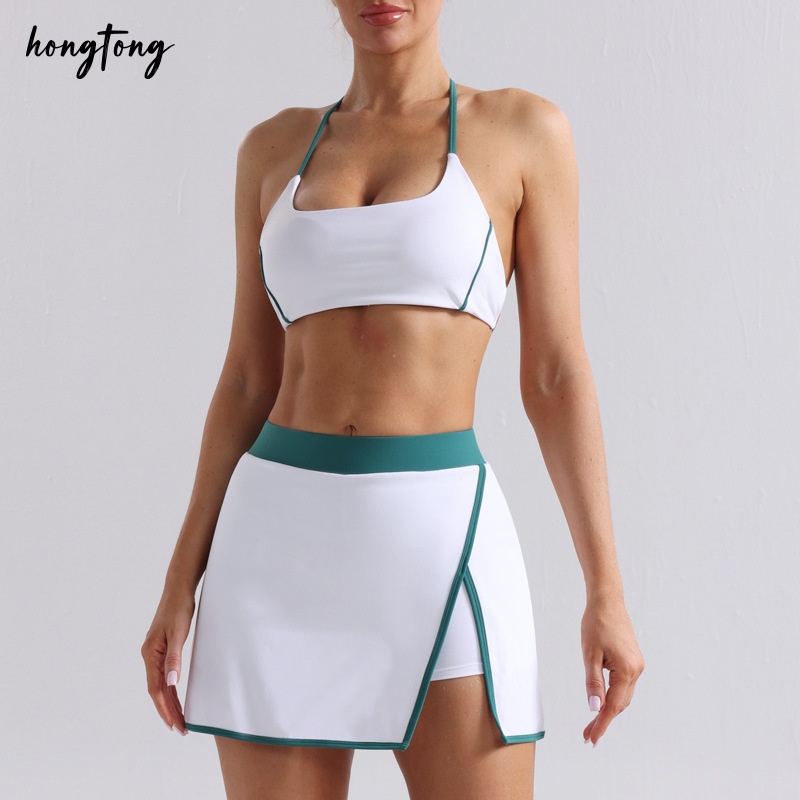Yoga outfits set gym sets sports bra women shorts athletic clothes outdoor sports running skinny elastic quick dry skirt versatile tennis dress size s