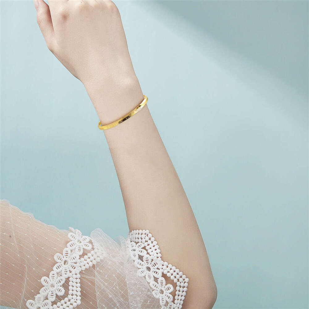 DW Style Simple Titanium Steel C-Shaped Open Beveled Edge Bangle Bracelet Live Broadcast