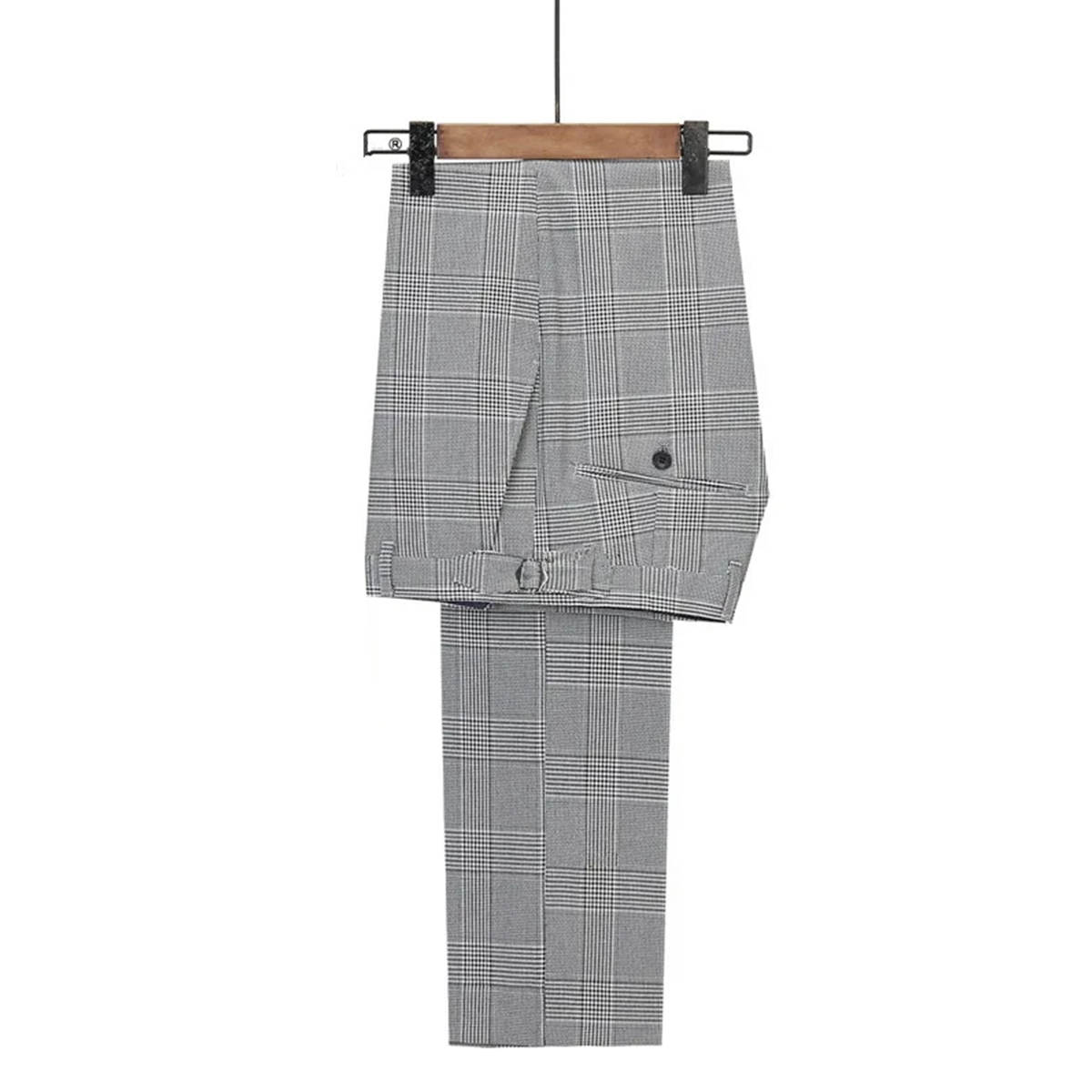 New Fashion Plaid Wedding Suits For Men Double Breasted Groom Wear Slim Fit Tuxedo Business Office 2 Pcs Jacket Pants Custom Made