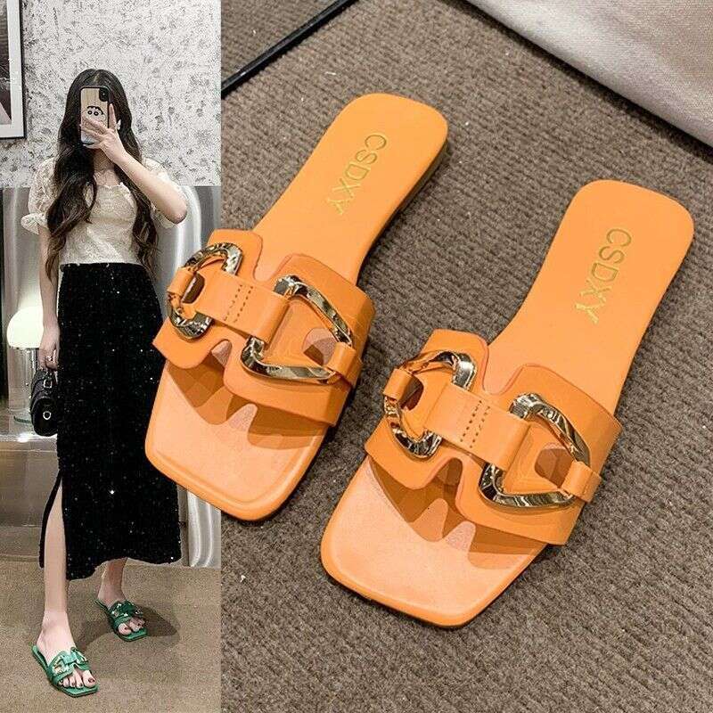 Slippers Women's Plus Size Summer Home Fashion High-quality Sandals One Line Drag Luxurious Sandals For Outdoor Wear Anti Odor Flat Bottomed Desi