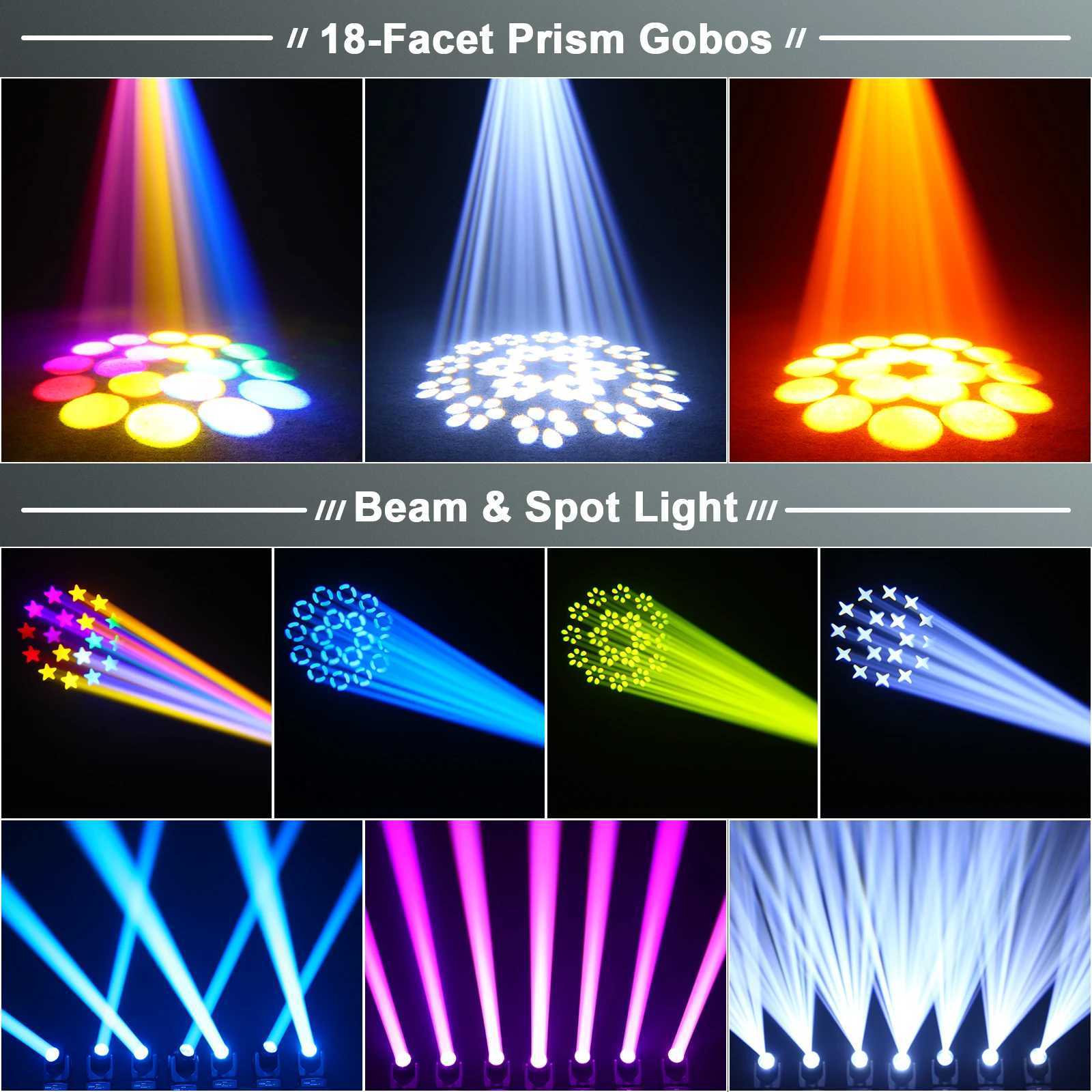 Yiflamefly 230W LED Moving Head RGBW Stage Lights With Strip Lights 18 Channels DMX 512 Voice Activation for DJ Wedding Disco XJ250527