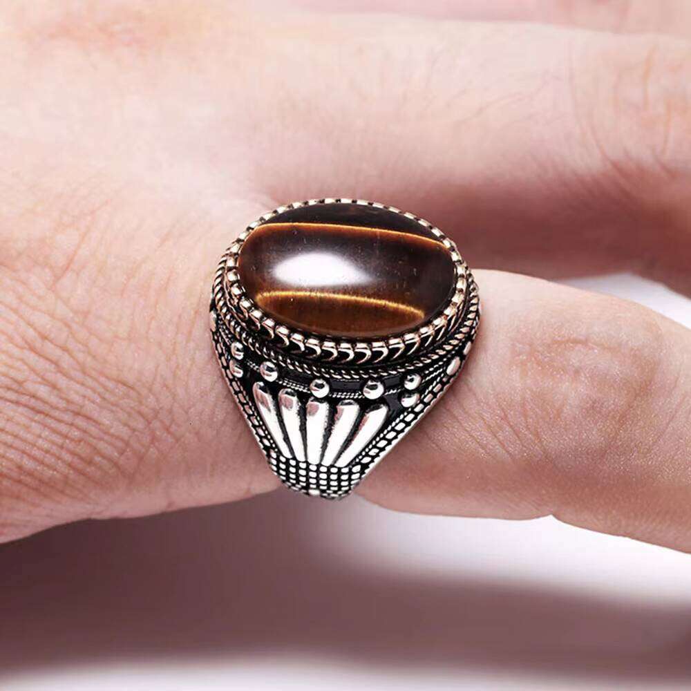 Natural Stone Handmade Jewelry Sterling Sier Finger Ring for Men