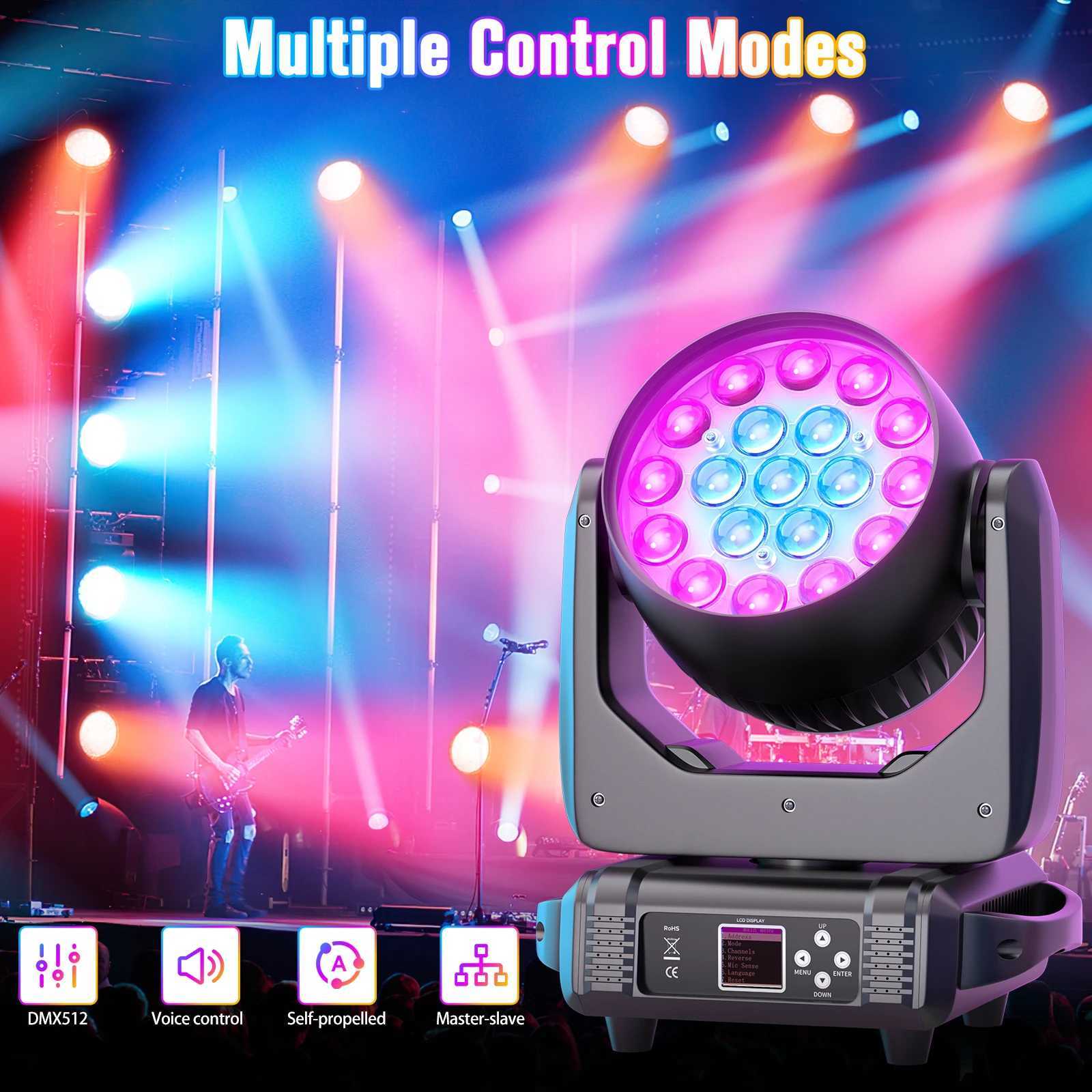 Yiflamefly Moving Head Lights With19PCS 15W 4-in-1 LED DMX512 Stage Light For DJ Karaoke Dance Hall KTV Disco Bar Stage LightingXJ250527