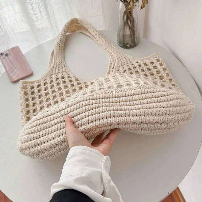 Hot Selling Knitted Hollow Shoulder Underarm Large Capacity Crochet Shopping Totes Casual Beach Commuting Bag Designer Bags