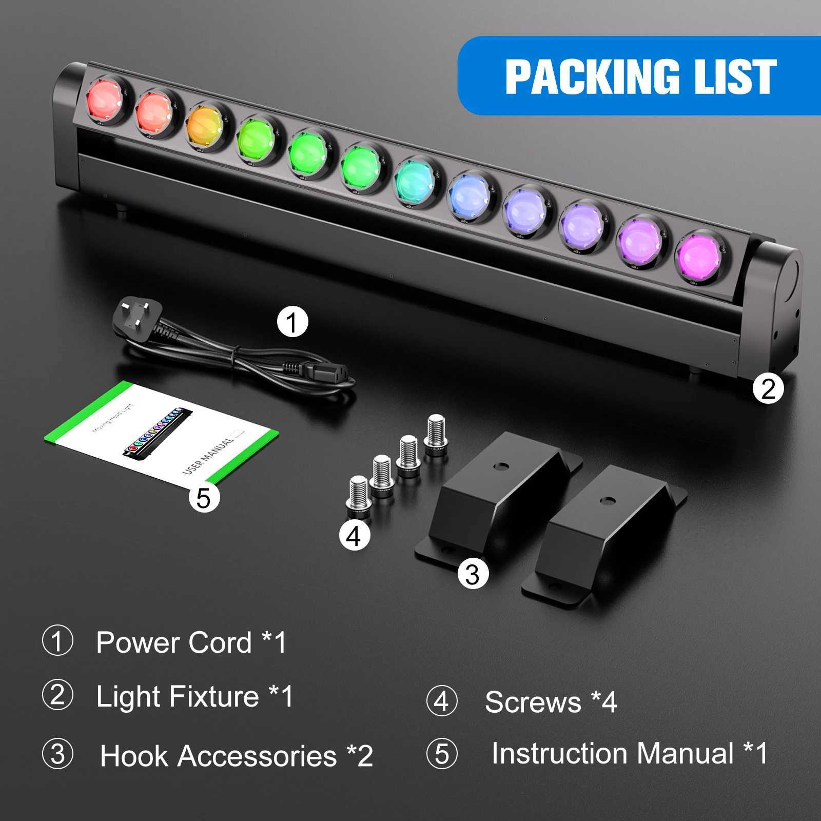 Yiflamefly 12X15W LED RGBW Beam Moving Head Wall Wash Light Bar DMX512 Stage Light Effect Lighting For DJ Disco Bar KTV WeddingXJ250527