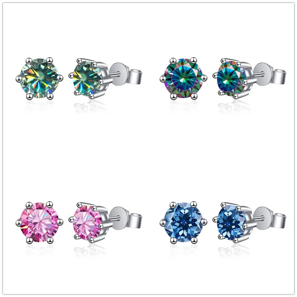 1-2 Carat D Color Earrings For Women 925 Sterling Silver Ear Studs Sparkling Lab Diamond Wedding Fine Jewelry 250519