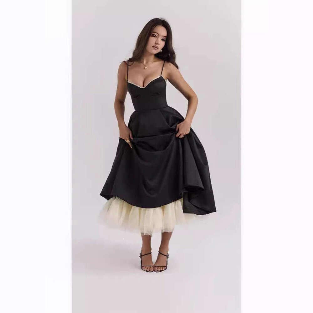 Sexy Women's New V-neck Sleeveless Puff Sleeve Long Dress