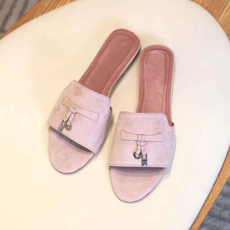 PL New Candy Color Lock Buckle Flat Sandals Fashion Casual Plus Size Women's Beach Slippers