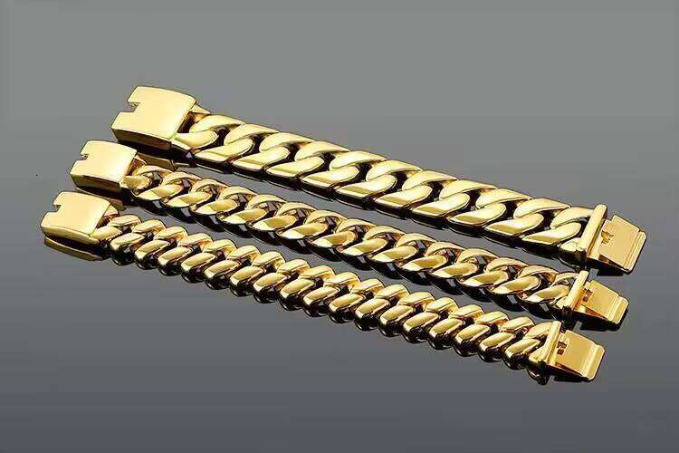 24mm Stainless Steel Cuban Men Gold Plated Fashion Hip Hop Jewelry Bracelet & Bangle for Family Gift