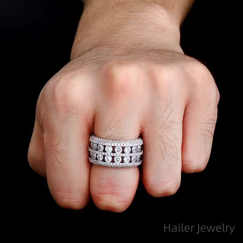 Manufacture Custom Luxury Rings for Men Moissanite Rings 925 Sterling Silver Moissanite Ring Hip Hop