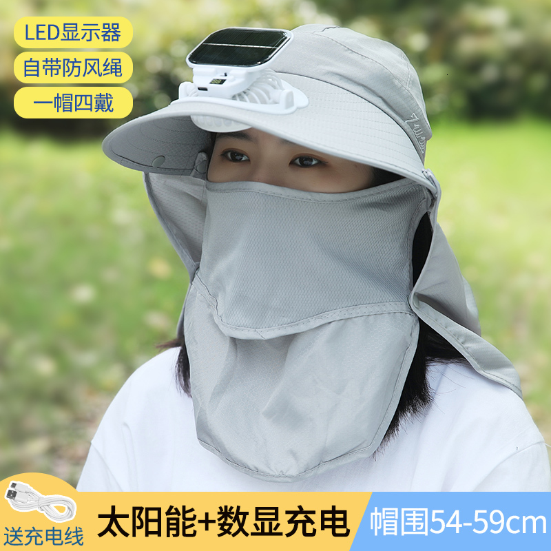 Designer's Sun Hatsummer Solar Powered Digital Display Charging Fan Hat For Men And Women Outdoor Garden Construction Site Greenhouse Sunshade UV
