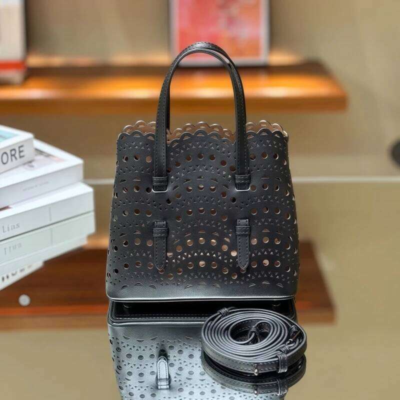 2025 Genuine Leather Women's Shoulder Bag Fashion Hollow-Out Designer Tote Handbag