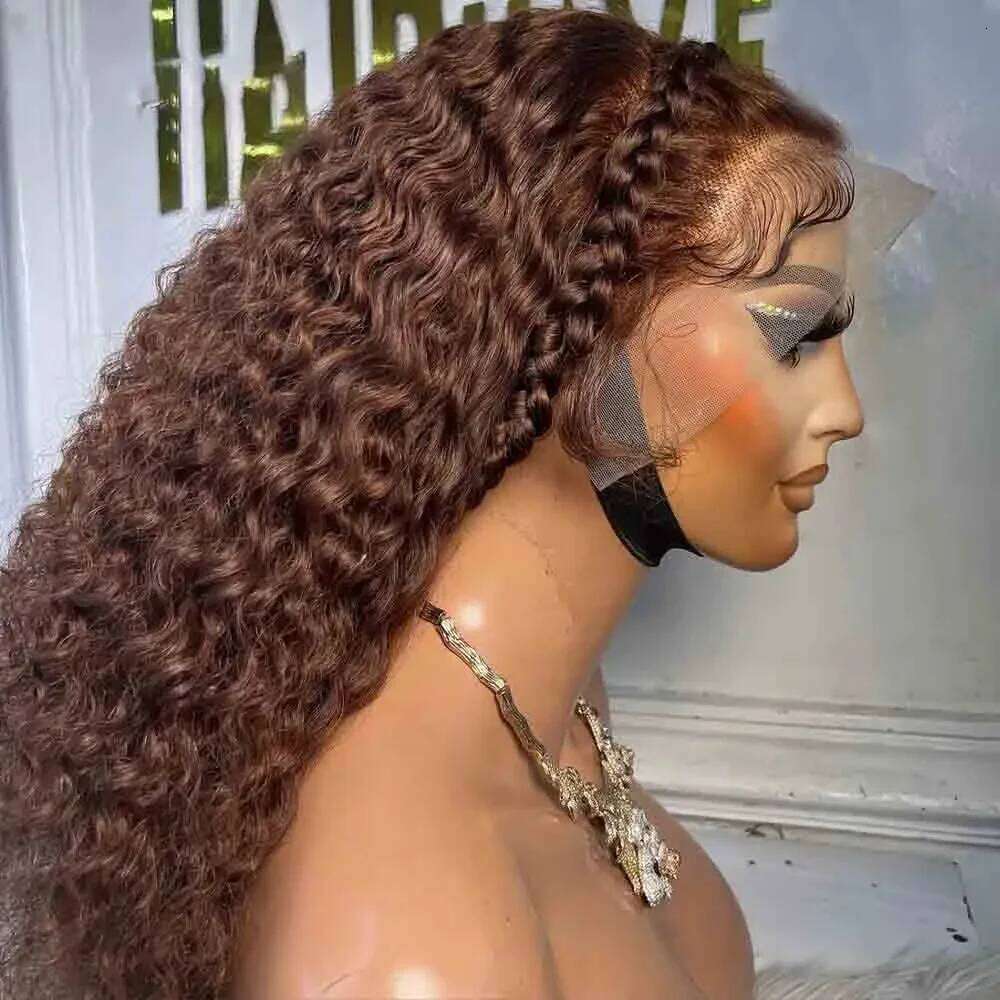 Dark Brown 180Density 26Inch Soft Long Kinky Curly Deep Lace Front Wig For Women Babyhair Glueless Preplucked Daily