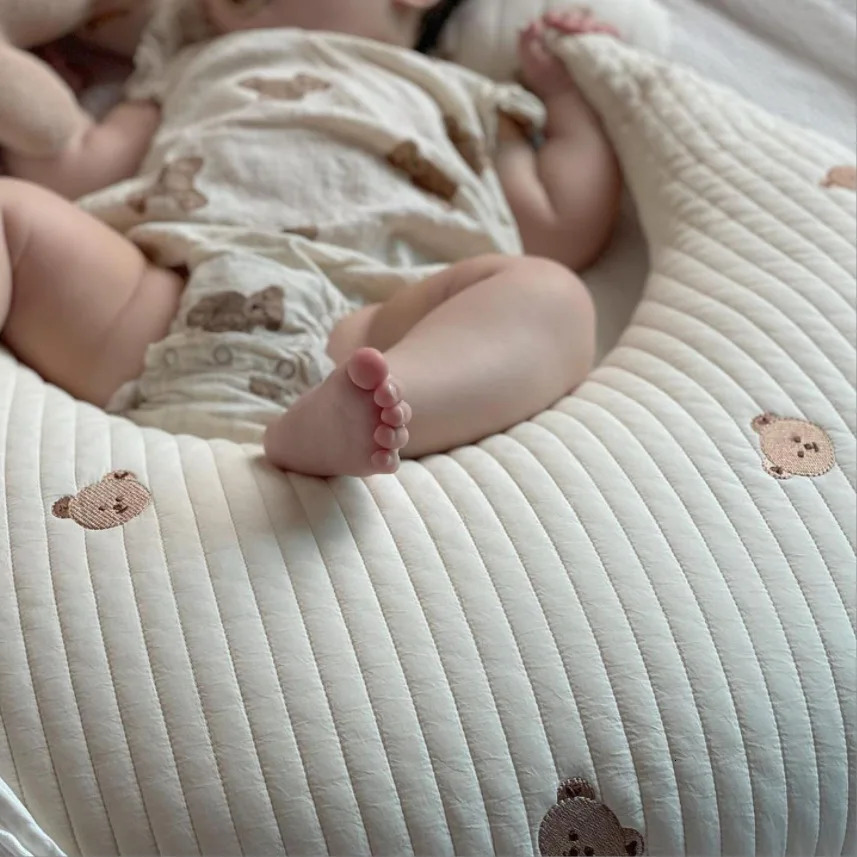 INS born Comfort Soothing Moon Pillow Flower Bear Cushion Multifunctional Bumpers AntiCollision Baby Bedding 250527